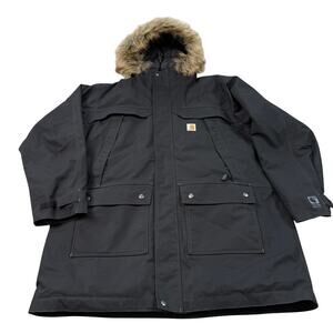 Carhartt 102728-001 Black Quick Duck Sawtooth Parka 3M Insulate Hooded XLT NWOT
